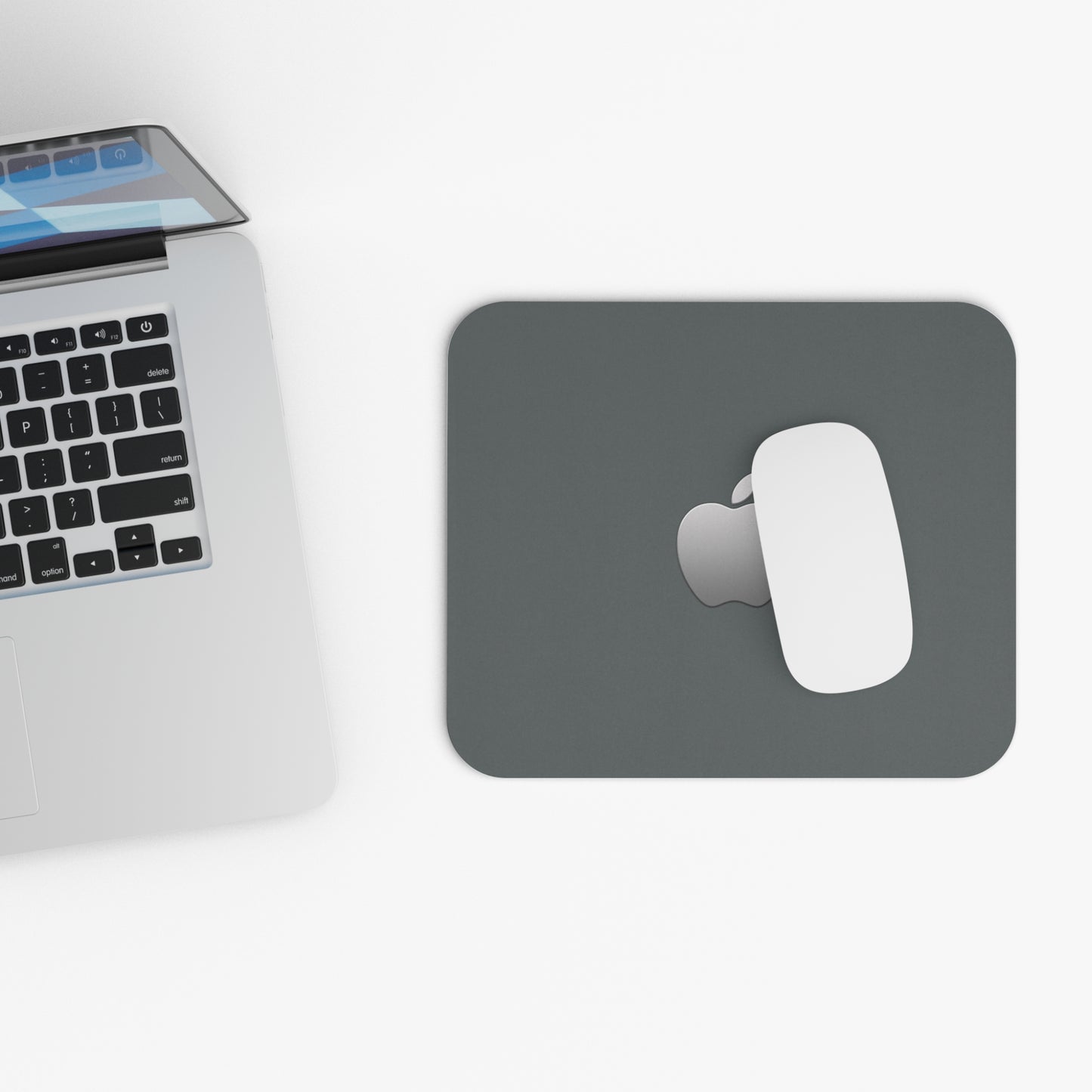 Dark Gray Minimalist Apple Logo Mouse Pad — Sleek Desk Mat for Mac Users
